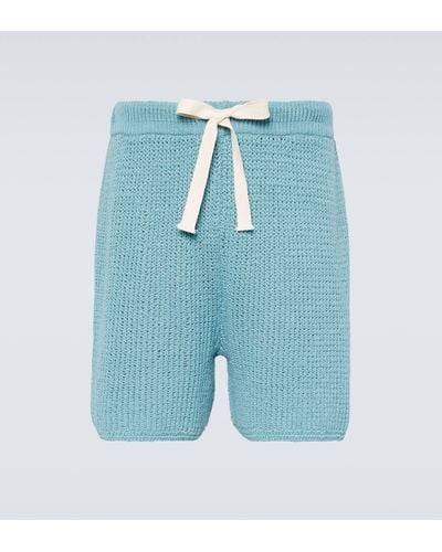Commas Openwork Cotton Shorts - Blue