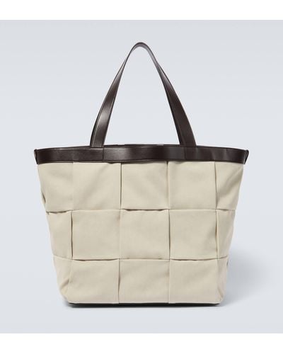 Bottega Veneta Avenue Leather-trimmed Tote Bag - White