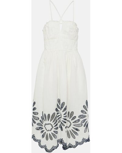 Ulla Johnson Beatrice Linen And Cotton Midi Dress - White