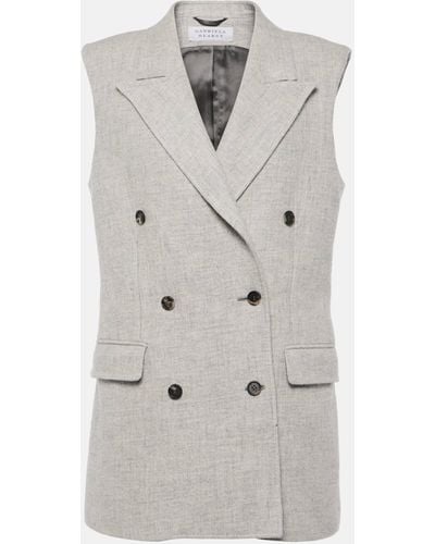 Gabriela Hearst Mayte Double-breasted Cashmere And Linen Vest - Grey