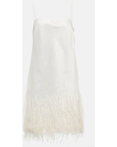 Polo Ralph Lauren Feather-trim Satin Cocktail Dress - White
