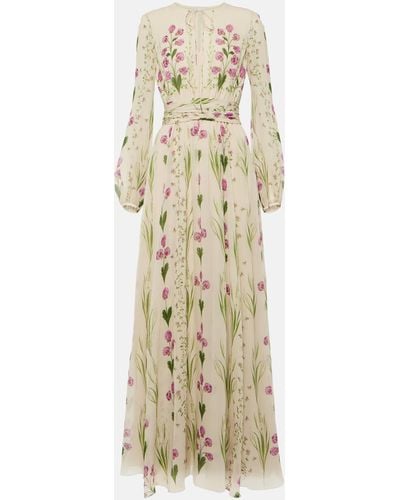 Giambattista Valli Silk Floral Maxi Dress - Natural