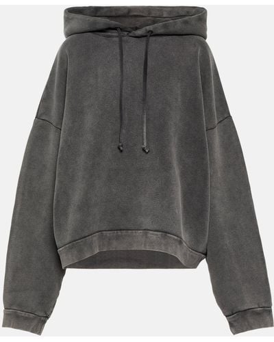 Acne Studios Cropped Cotton Hoodie - Grey