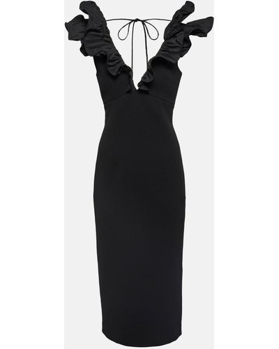 Rebecca Vallance Chloe Ruffled Midi Dress - Black