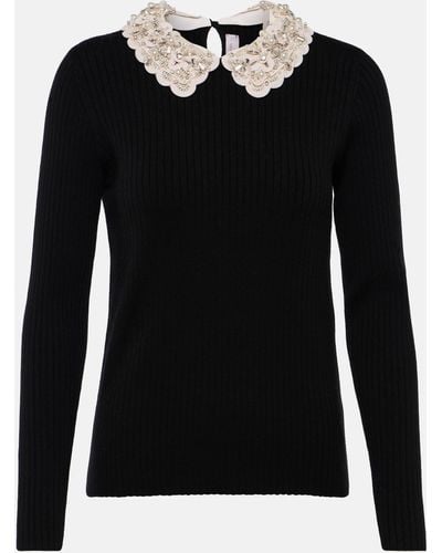 Carolina Herrera Embellished Wool Sweater - Black