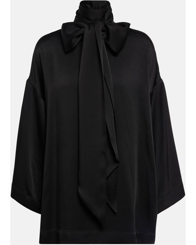 Saint Laurent Bow Tie-neck Blouse - Black