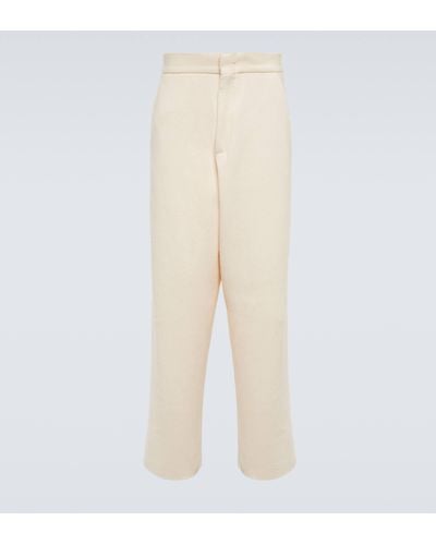 Zegna Straight Cotton Boucle Pants - Natural