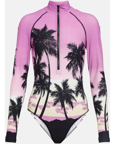 Palm Angels Pink Sunset Printed Swimsuit
