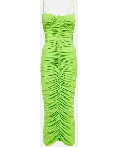 Alex Perry Everett Ruched Lycra Midi Dress - Green