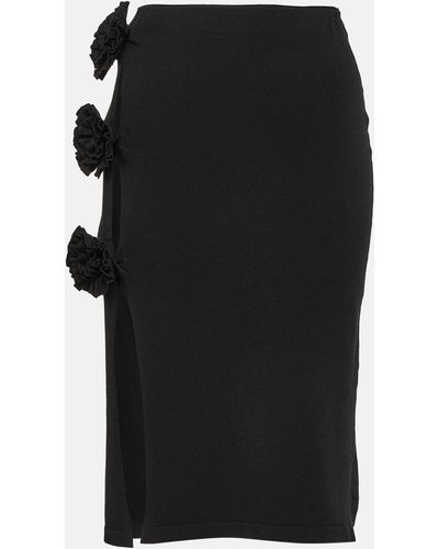 Jean Paul Gaultier Floral-applique Low-rise Midi Skirt - Black