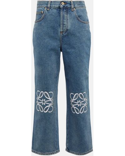 Loewe Anagram Cropped Jeans - Blue