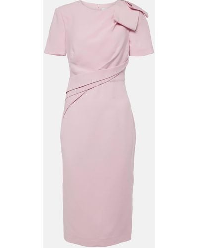 Roland Mouret Padded-shoulder Wool And Silk-blend Midi Dress - Pink