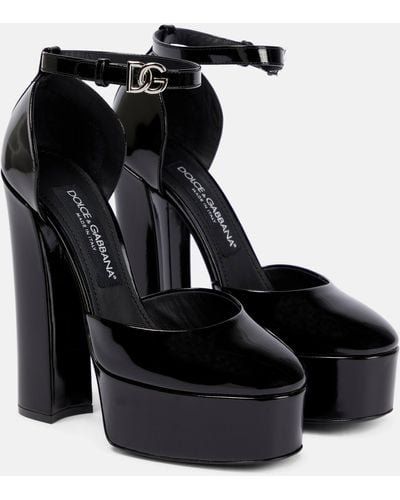 Dolce & Gabbana Polished Leather Platform Pumps - Black