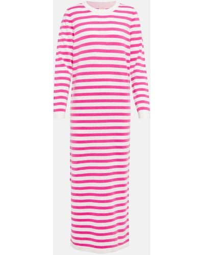 Jardin Des Orangers Striped Wool And Cashmere Maxi Dress - Pink