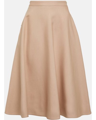 Valentino Vgold Crepe Couture Midi Skirt - Natural