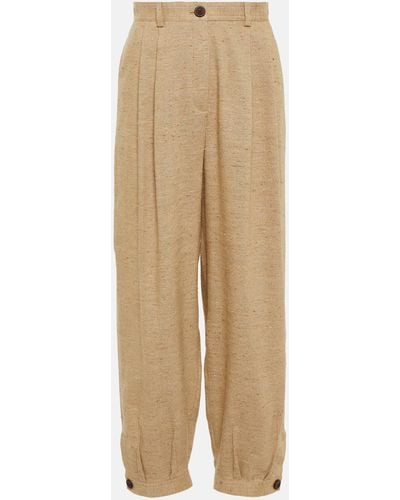 Loro Piana Linen, Cashmere, And Silk Pants - Natural