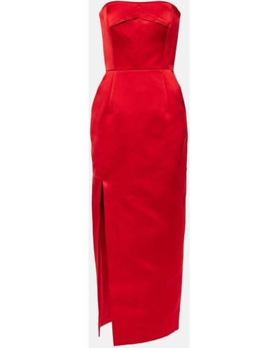 Emilia Wickstead Strapless Midi Dress - Red