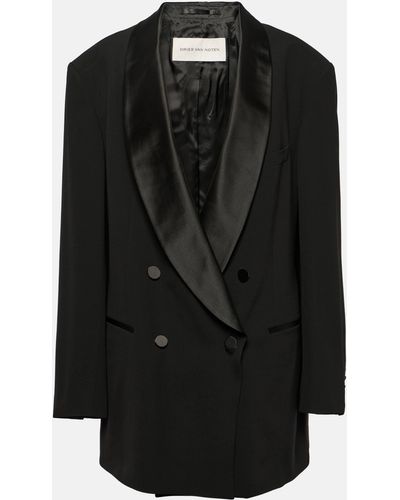 Dries Van Noten Oversized Wool And Silk-blend Blazer - Black