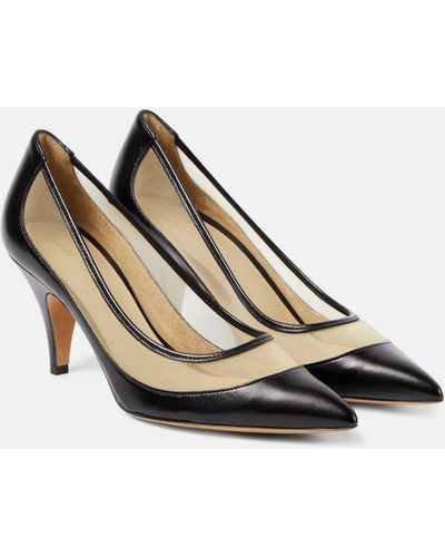 Khaite River Leather And Mesh Pumps - Brown