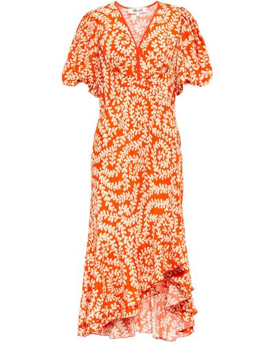 Diane von Furstenberg Madrid Printed Crepe Midi Dress - Orange