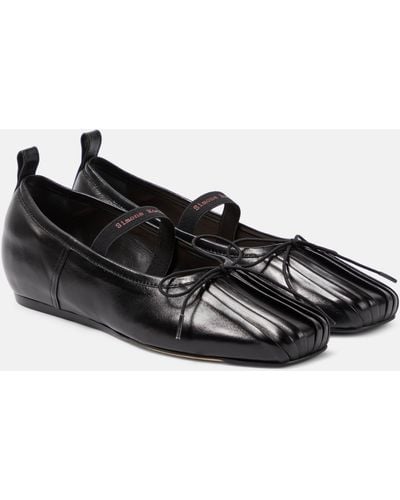 Simone Rocha Logo Leather Ballet Flats - Black