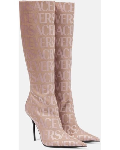 Versace Allover Knee-high Boots - Pink