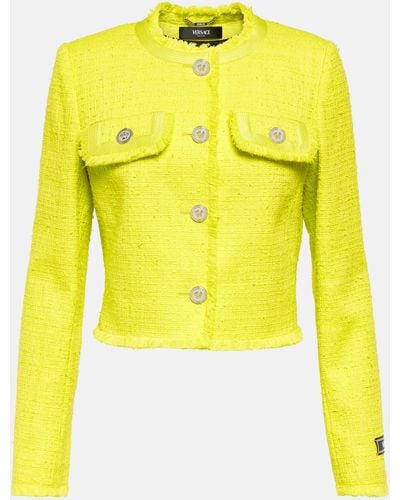 Versace Cotton-blend Boucle Jacket - Yellow