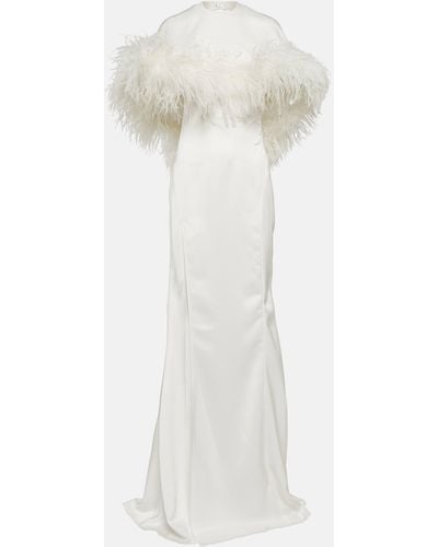 The Attico Feather-trimmed Gown - White