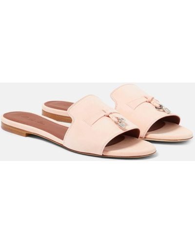Loro Piana Summer Charms Suede Sandals - Pink