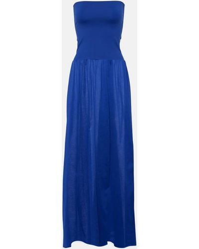 Eres Ankara Strapless Cotton Maxi Dress - Blue