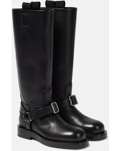 Burberry Saddle Leather Knee-high Boots - Black