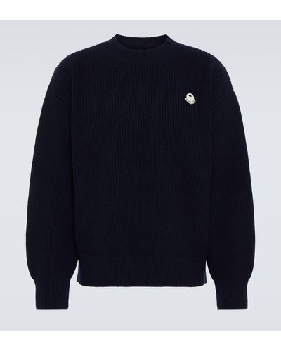 Moncler Genius X Palm Angels Ribbed-knit Wool Sweater - Blue