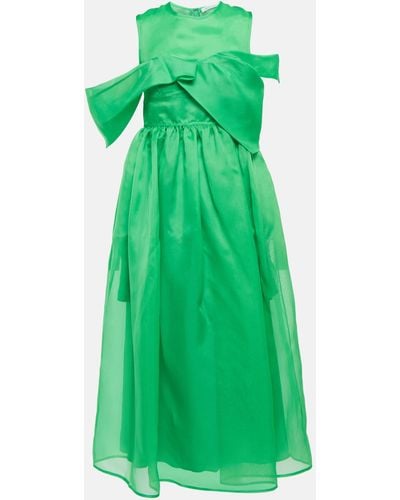 Cecilie Bahnsen Sidney Silk Midi Dress - Green