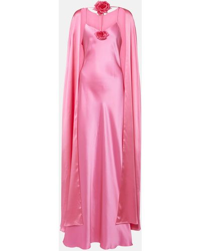 Rodarte Caped Silk Gown - Pink