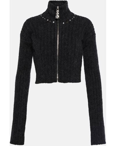 Alessandra Rich Embellished Wool-blend Sweater - Black