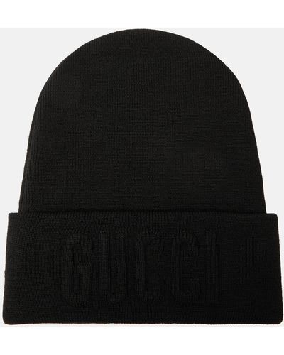 Gucci Logo Wool Beanie - Black