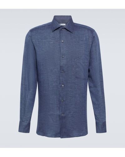 Loro Piana Andre Linen Shirt - Blue