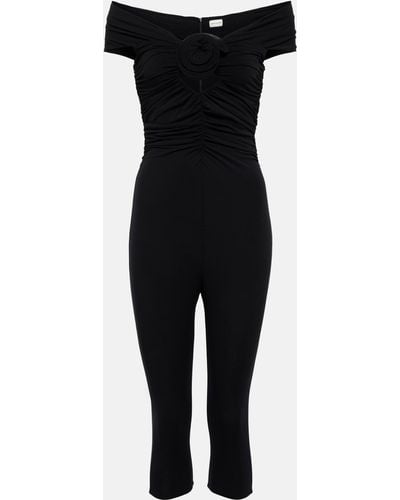 Magda Butrym Floral-applique Jersey Jumpsuit - Black