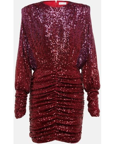 Rebecca Vallance Nikita Ruched Sequined Stretch-jersey Mini Dress - Red