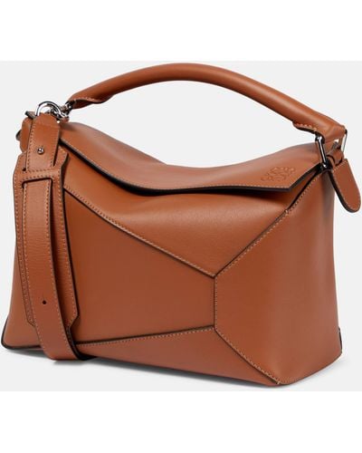 Loewe Puzzle Medium -function Leather Bag - Brown