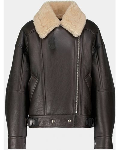 Acne Studios Shearling And Leather Biker Jacket - Black