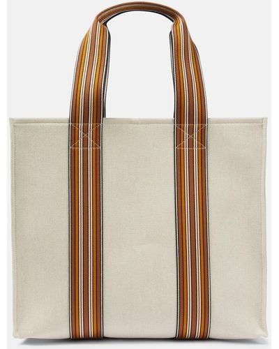 Loro Piana The Suitcase Stripe Medium Canvas Tote Bag - Brown