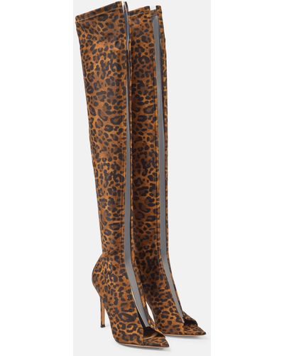 Gianvito Rossi Hiroko 105 Leopard-print Over-the-knee Boots - Brown