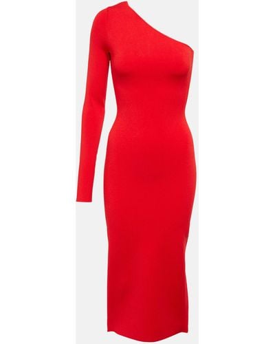 Victoria Beckham Vb One-shoulder Knit Midi Dress - Red