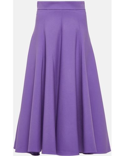 Oscar de la Renta Wool-blend Midi Skirt - Purple