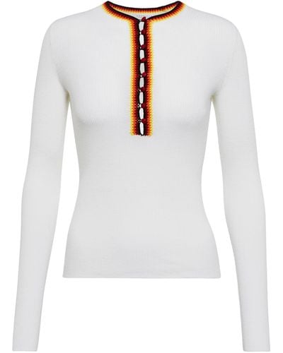Gabriela Hearst Meade Half-buttoned Wool Sweater - White