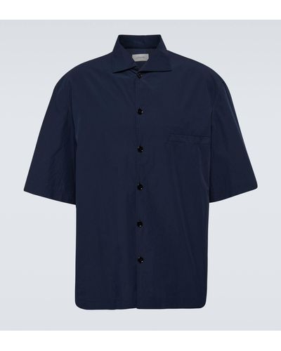 Lemaire Camp Cotton Poplin Shirt - Blue