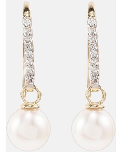Mateo 14kt Gold Drop Earrings With Diamonds And Pearls - White