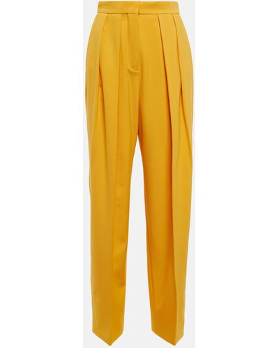 Stella McCartney Wool-blend High-rise Pleated Pants - Yellow