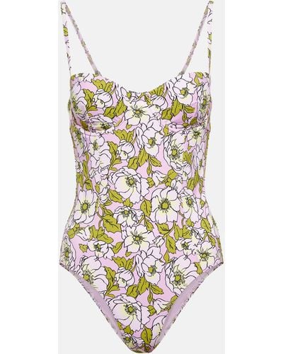 Tory Burch Floral Printed Swimsuit - White